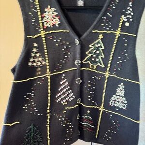 Holiday Sweater Vest with Christmas Tree Patterns